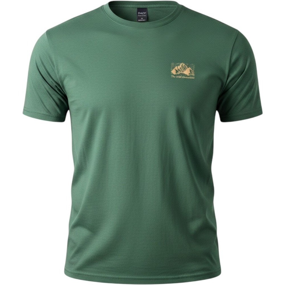 DAZY The Arid Mountain Graphic T-Shirt Green Crew Neck Short Sleeve Mens Large